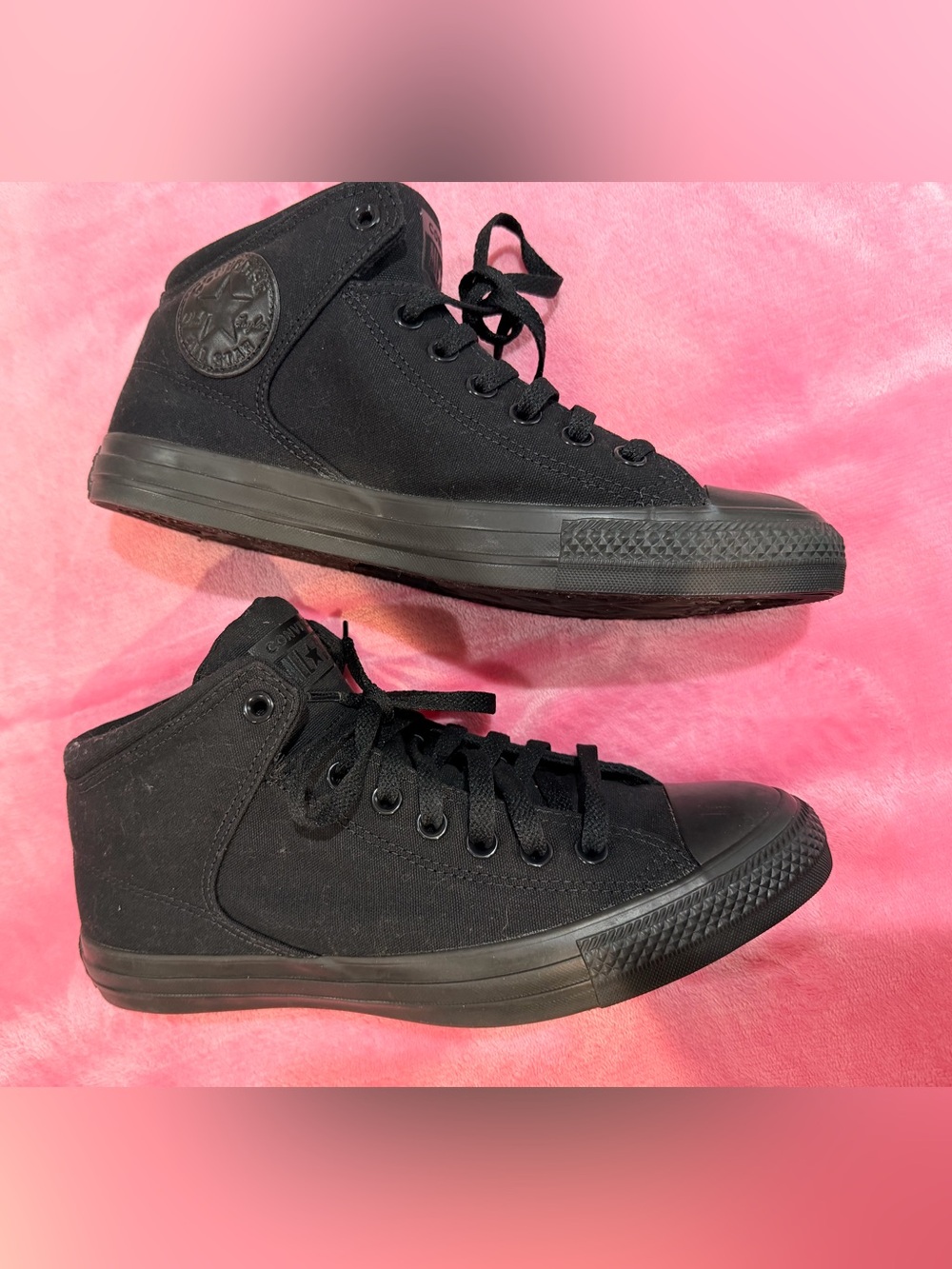 Men’s All-Black High-Top Canvas Sneakers